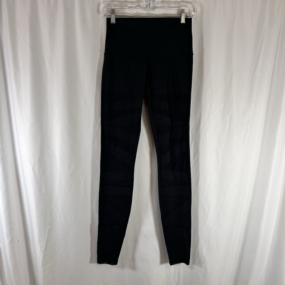 Lululemon Leggings Women's 6 Black Breathable Pull On Mesh Front Stretch